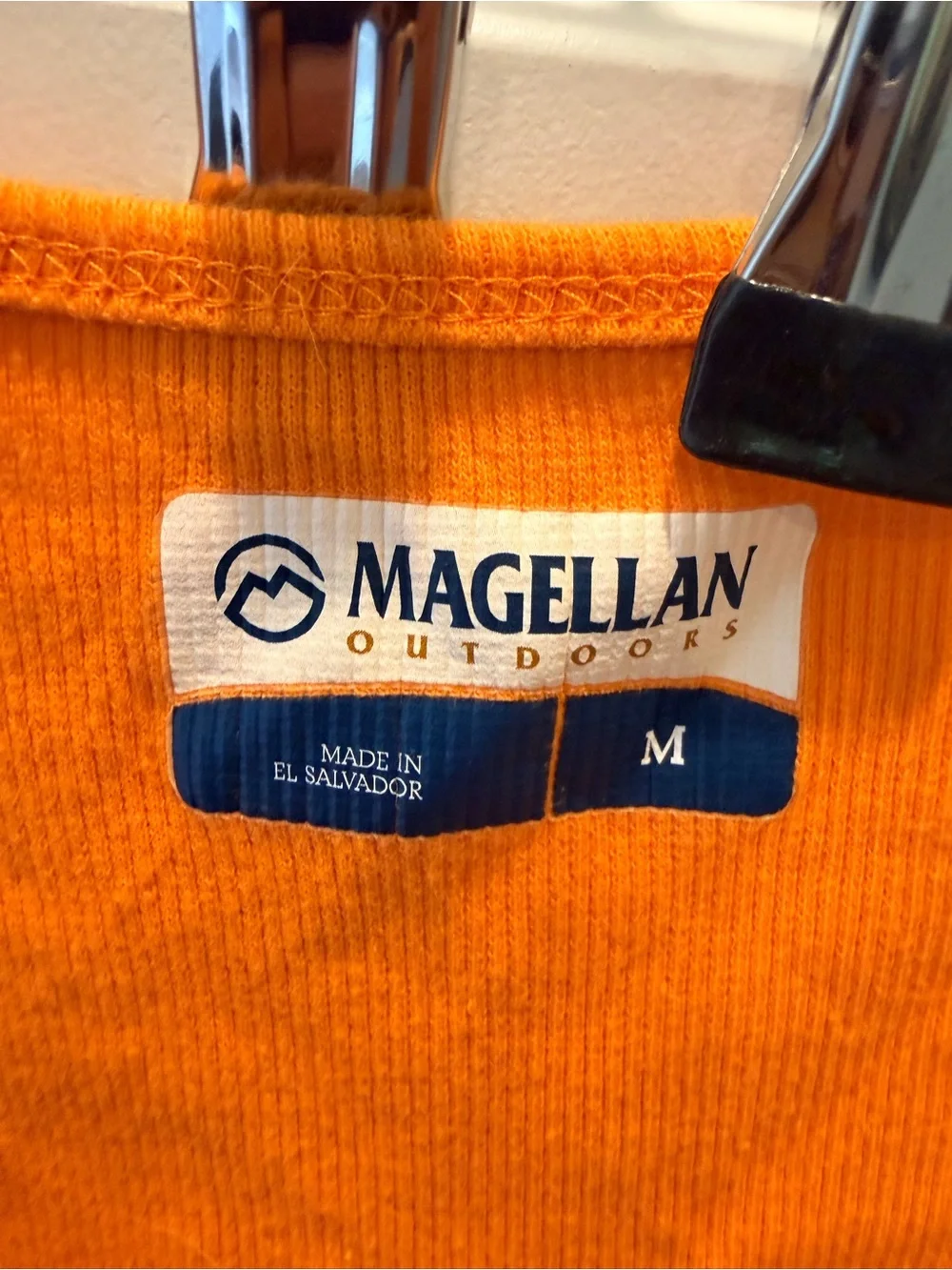 Magellan Outdoors Orange Ribbed Cotton Stretch Tank Top Medium